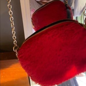 Red Faux Fur Purse